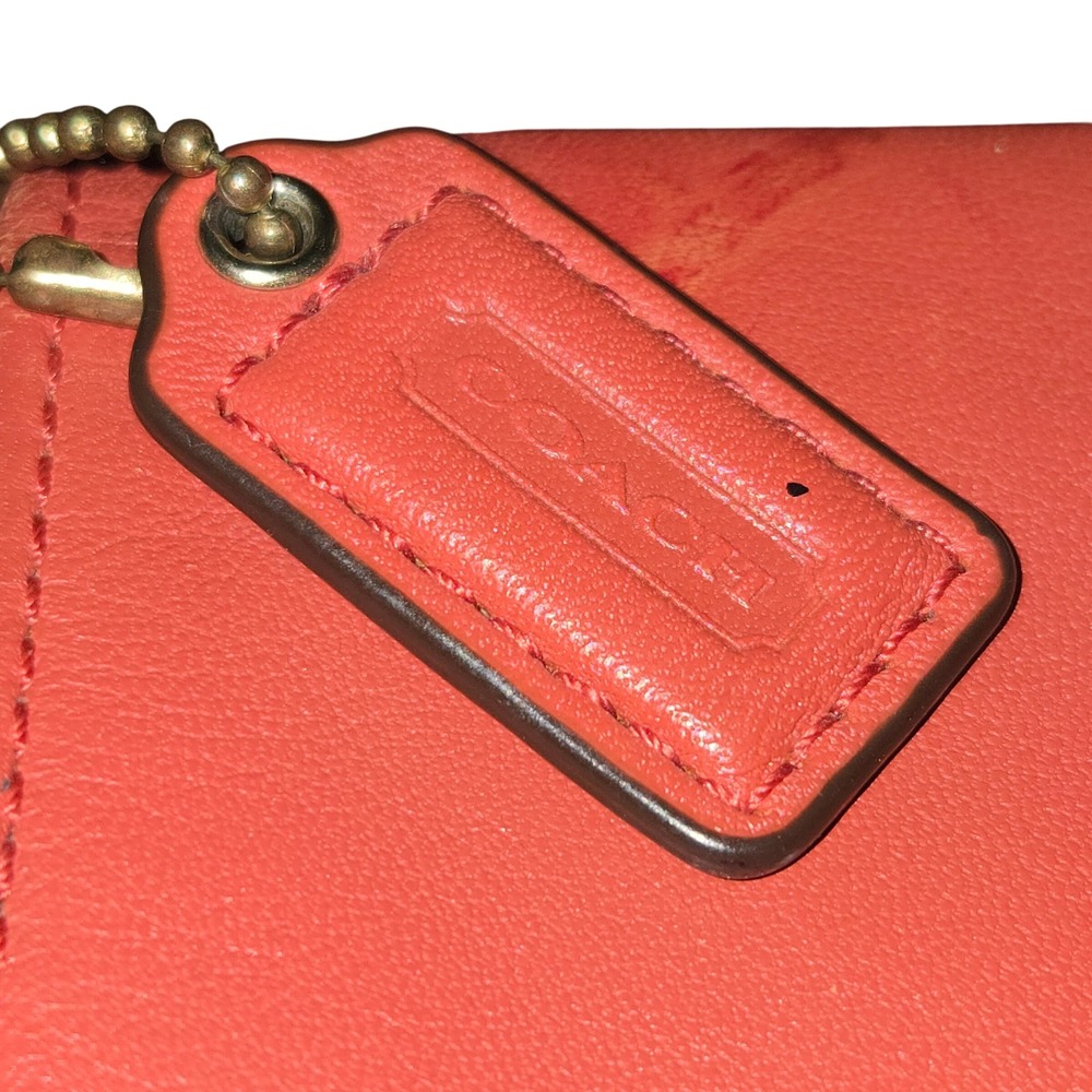 Coach Wristlet Wallet Womens Coral Convertible Leather Fold Over Flap Closed - Picture 4 of 14